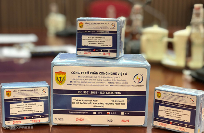 Sản phẩm kit test Covid - 19 của Công ty Việt Á. Sản phẩm kit test Covid - 19 của Công ty Việt Á.