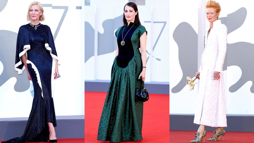 Diễn viên Cate Blanchett (Chủ tịch Ban Giám khảo), nữ diễn viên Anh Amira Casar và Tilda Swinton tại LHP Venice 2020