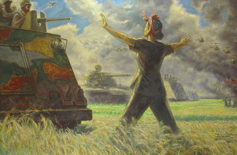 Tác phẩm “Dừng lại” - tranh sơn dầu của Lê Lam