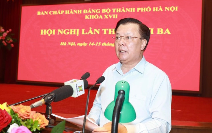 Bí thư Thành ủy Hà Nội Đinh Tiến Dũng phát biểu khai mạc hội nghị