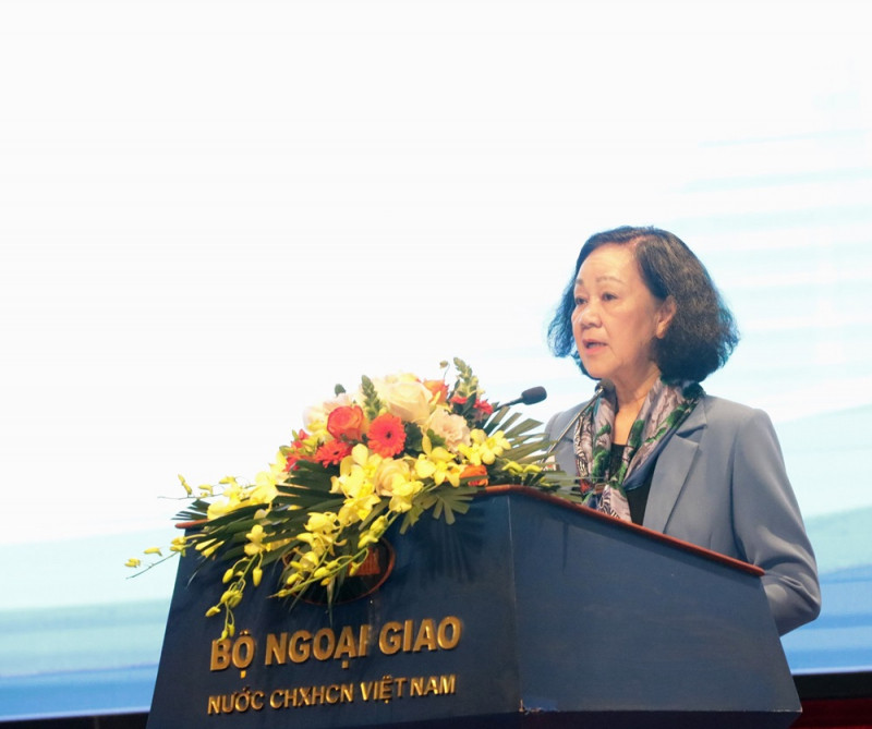 Đồng chí Trương Thị Mai, Thường trực Ban Bí thư, Trưởng ban Tổ chức Trung Ương phát biểu tại buổi lễ.