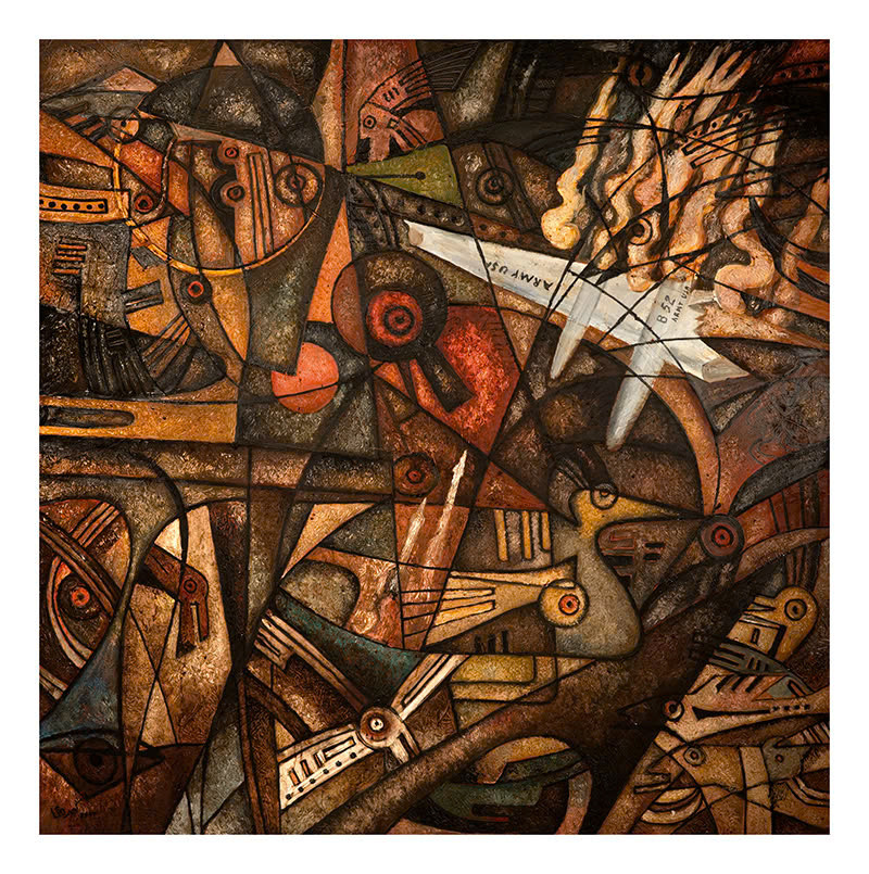 "Điện Biên Phủ trên không", Lê Đình Quỳ, sơn dầu, sáng tác năm 2000