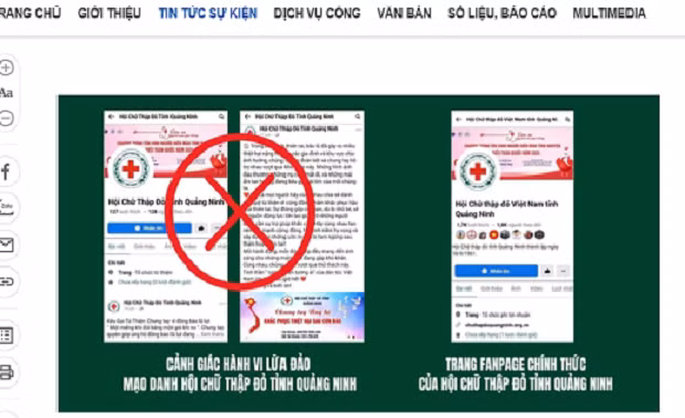 Fanpage giả mạo Hội chữ Thập đỏ tỉnh Quảng Ninh, người dân cần tỉnh táo