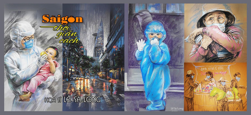 Một số tác phẩm tranh vẽ thời Covid-19 của họa sĩ Lê Sa Long Một số tác phẩm tranh vẽ thời Covid-19 của họa sĩ Lê Sa Long