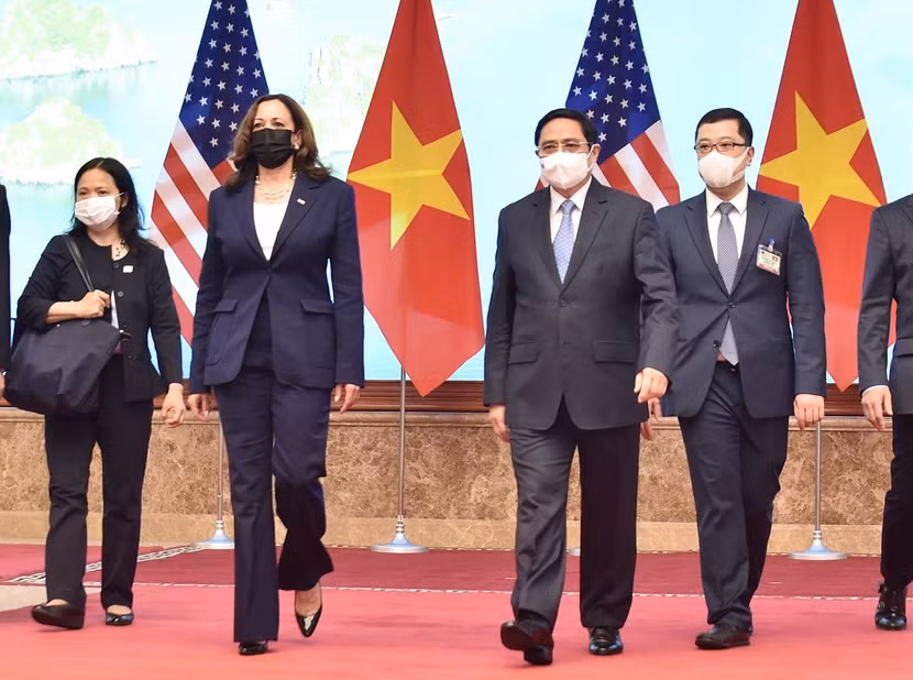 Thủ tướng Phạm Minh Chính tiếp Phó Tổng thống Mỹ Kamala Harris đang có chuyến thăm Việt Nam