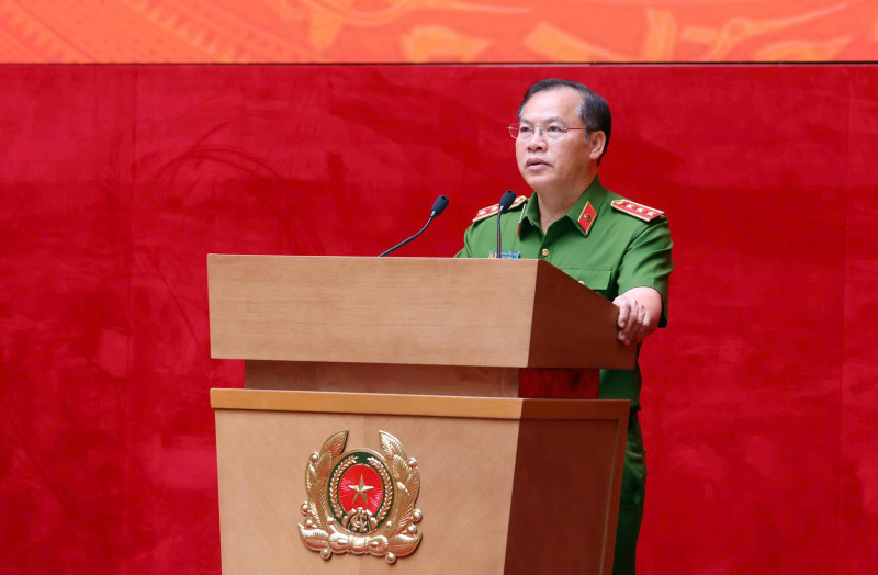 Thượng tướng Nguyễn Văn Long - Thứ trưởng Bộ Công an, Phó trưởng Ban Thường trực Ban chỉ đạo 57 phát biểu khai mạc