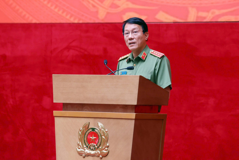 Đại tướng Lương Tam Quang - Ủy viên Bộ Chính trị, Bộ trưởng Bộ Công an, Trưởng Ban chỉ đạo 57 chủ trì hội nghị về chuyển đổi số trong lực lượng Công an nhân dân