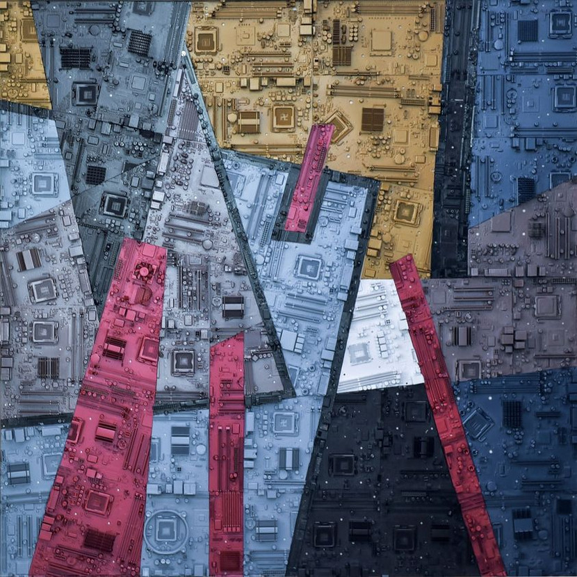 1. Vô đề 01, acrylic trên toan, 120x120 cm, 2019 1. Vô đề 01, acrylic trên toan, 120x120 cm, 2019