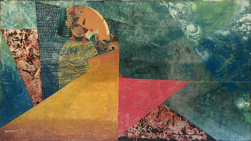 Bóng Nắng 02. The Shadow of Sunshine 02 2020. Sơn mài trên toan. Lacquer on canvas. 89 x 158 cm