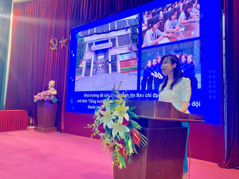 Đại diện trường Tiểu học Dịch Vọng A bày tỏ, mô hình "Cổng trường an toàn, văn minh" là một sáng kiến đầy ý nghĩa