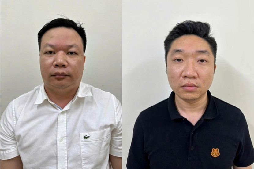 Lương Nhân Hòa (bên trái) - cựu Phó Giám đốc Trung tâm LLTP Quốc gia và bị can liên quan Lương Nhân Hòa (bên trái) - cựu Phó Giám đốc Trung tâm LLTP Quốc gia và bị can liên quan