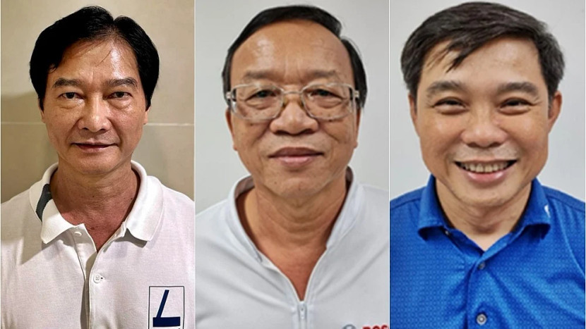 Huỳnh Tuấn Ân (bên trái) và hai cựu Giám đốcEVN Bình Thuận