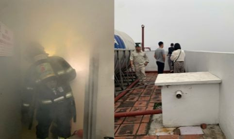 Cảnh sát PCCC và CNCH triển khai các mũi tiếp cận, hướng dẫn các nạn nhân thoát nạn an toàn tại vụ cháy tòa nhà CTM, quận Cầu Giấy, ngày 12-2-2025