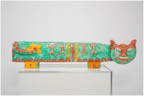 Tác phẩm "Báo hoa mai", điêu khắc trên gỗ, (Lê Ngọc Thuận)