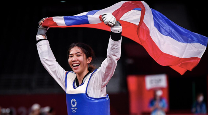 Thái Lan dẫn đầu Đông Nam Á với tổng cộng 10 HCV Olympic (Trong ảnh: Võ sỹ taekwondo Panipak giành HCV duy nhất cho Thái Lan tại Olympic 2020)