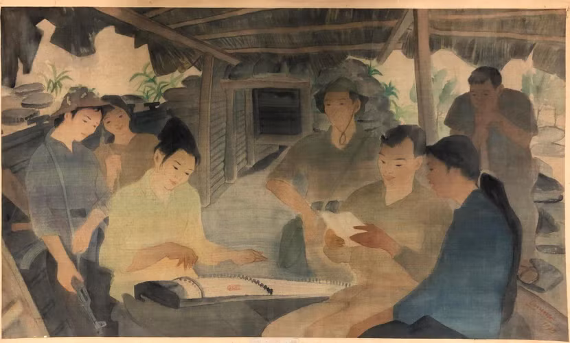 "Trong lán dân quân", 1979, Nguyễn Văn Chung, lụa