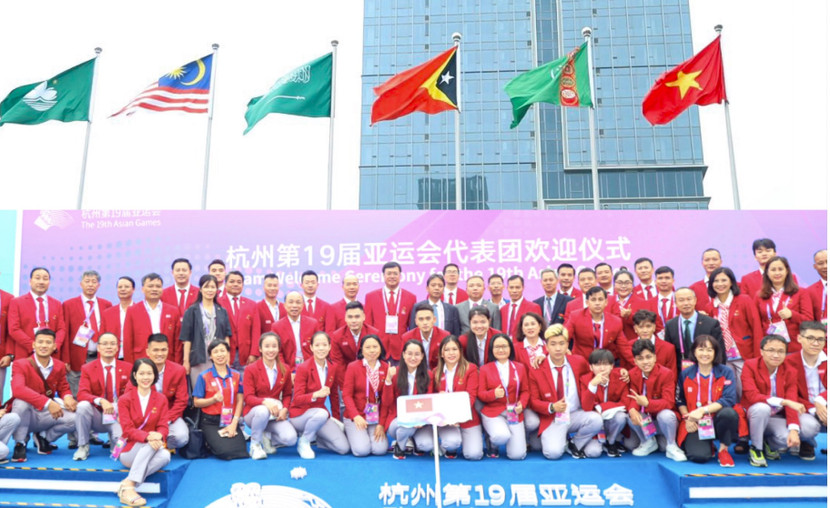 Đoàn thể thao Việt Nam tại lễ thượng cờ ASIAD Hàng Châu - Trung Quốc