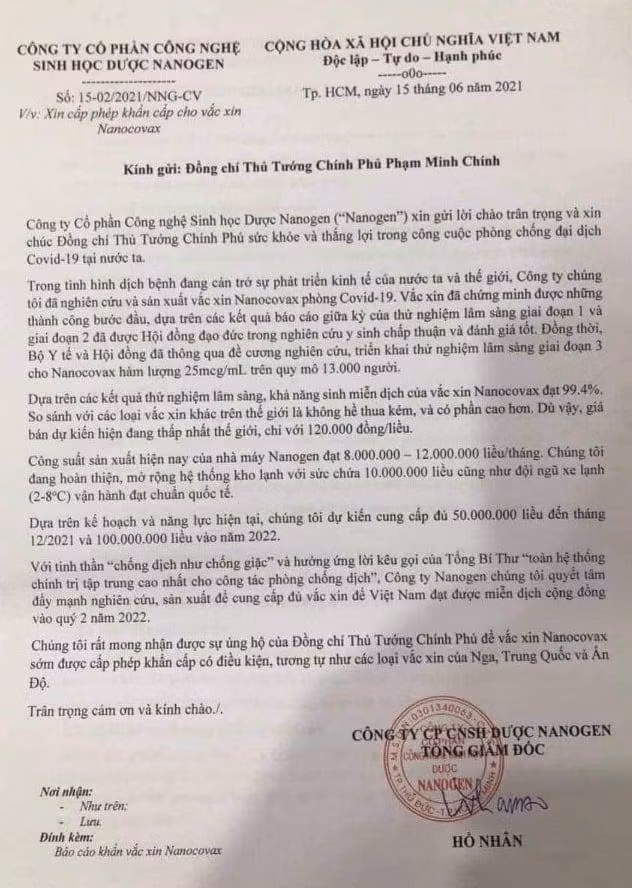 Công ty Nanogen gửi công văn tới Thủ tướng Công ty Nanogen gửi công văn tới Thủ tướng