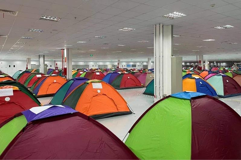 Tại Bắc Ninh, công nhân được thu xếp ở tại trong doanh nghiệp để đảm bảo an toàn phòng chống dịch