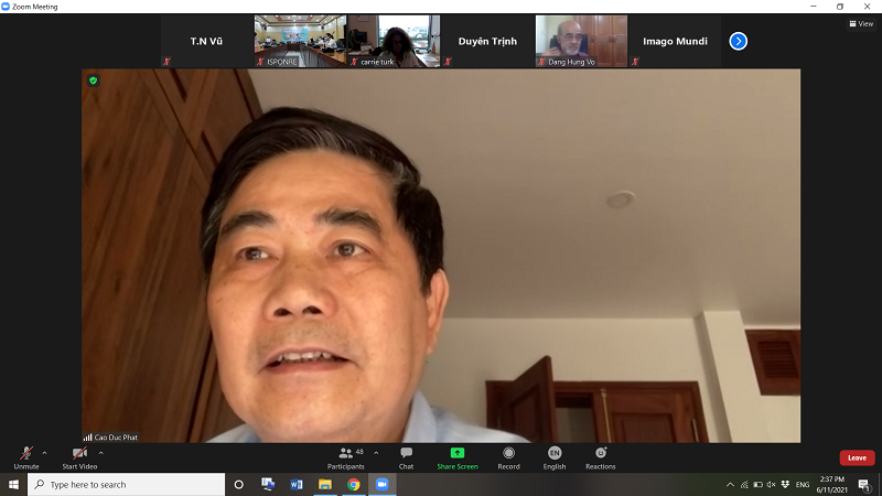 Ông Cao Đức Phát phát biểu tại hội thảo trực tuyến