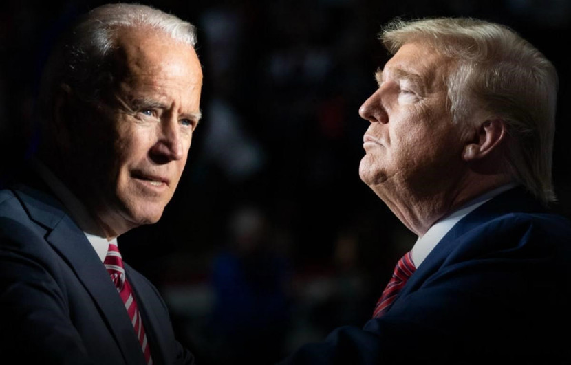 Tổng thống Mỹ Donald Trump (phải) và cựu Phó Tổng thống Joe Biden