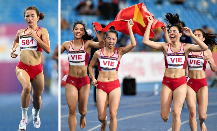 Nguyễn Thị Oanh (trái) và nhóm 4x400m tiếp sức nữ được kỳ vọng giành huy chương ASIAD 19 cho thể thao Việt Nam