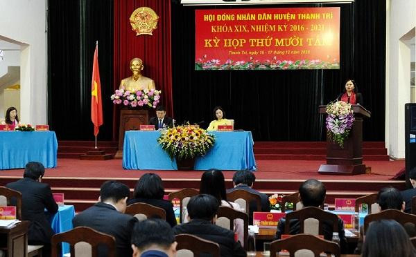 Quang cảnh kỳ họp thứ 18 HĐND huyện Thanh Trì Quang cảnh kỳ họp thứ 18 HĐND huyện Thanh Trì