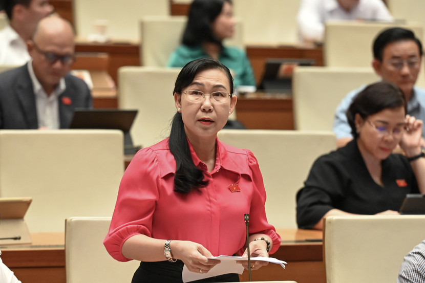 Đại biểu Phan Thị Mỹ Dung (đoàn Long An) phát biểu chiều 29-5