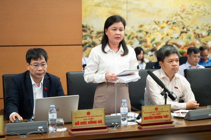 ĐBQH Nguyễn Phương Thủy (đoàn Hà Nội) phát biểu thảo luận tổ