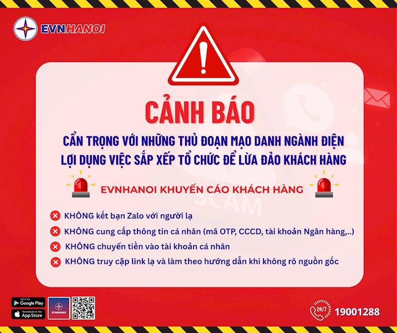 EVNHANOI khuyến cáo khách hàng EVNHANOI khuyến cáo khách hàng