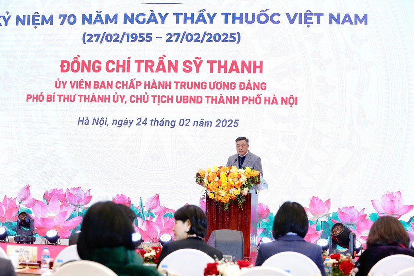 Chủ tịch UBND TP Hà Nội Trần Sỹ Thanh phát biểu tại lễ kỷ niệm