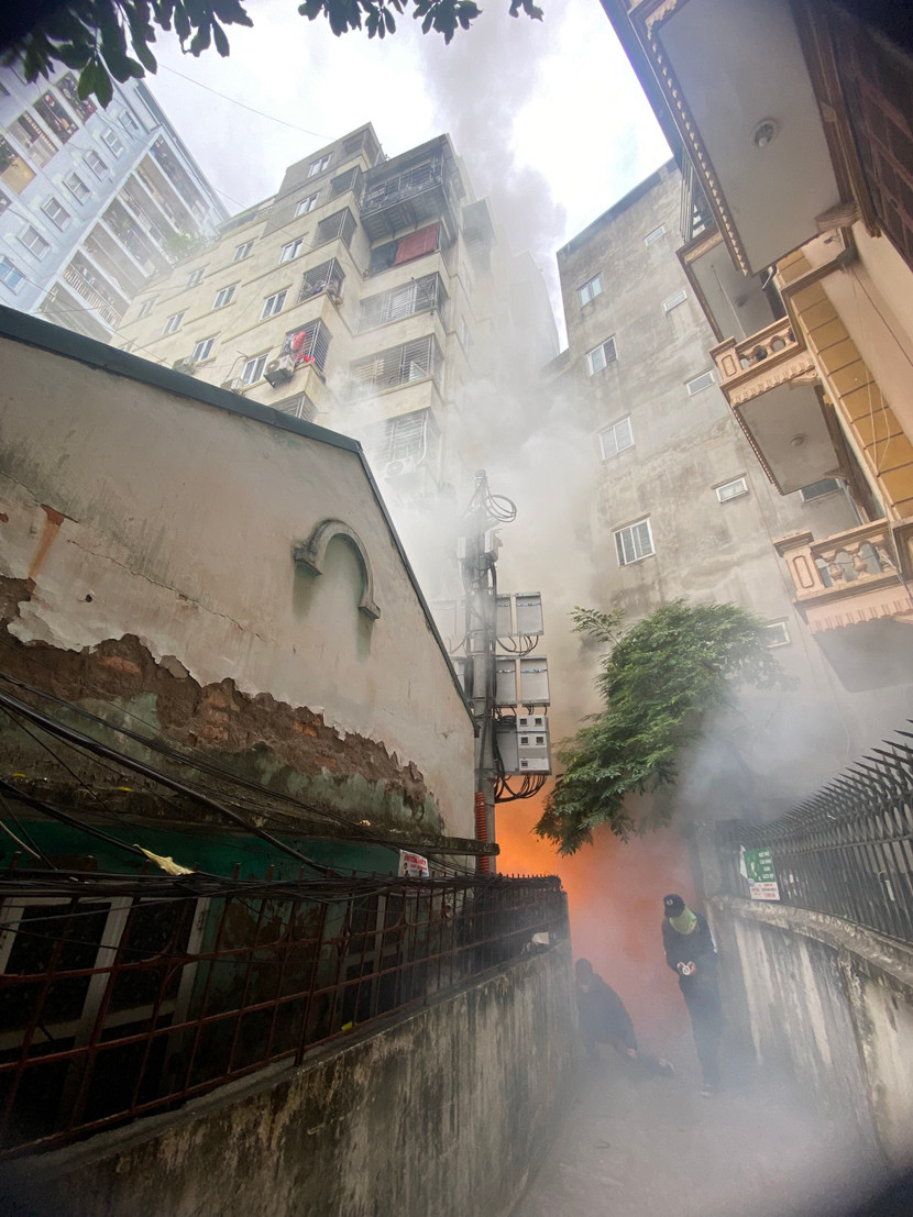 Giả định tình huống cháy xảy ra tại tòa chung cư mini Thiên Sơn và Kinh Đô 12