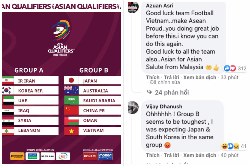 Cổ động viên Đông Nam Á chúc đội tuyển Việt Nam thi đấu thành công (ảnh chụp màn hình)