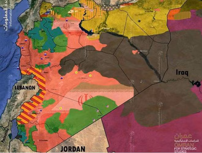 Lebanon nằm cạnh vùng chiến sự Syria (phần kẻ đỏ vàng)