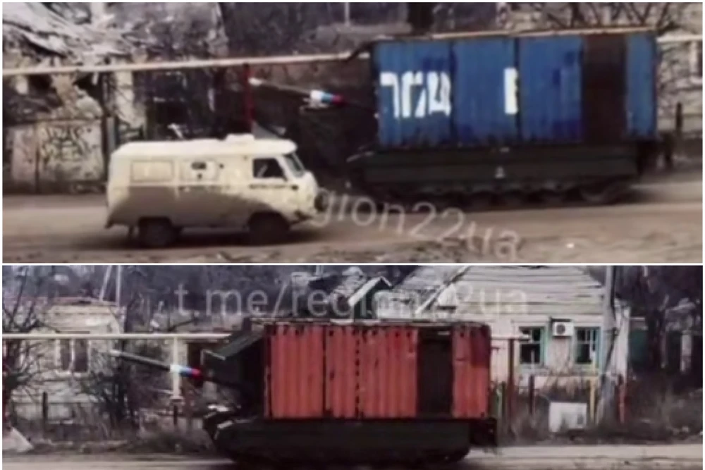 'Xe tăng container' lần đầu được phát hiện ngoài mặt trận