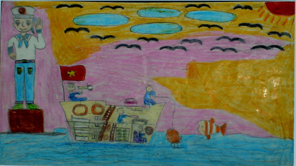 Tranh học Thượng Thanh dự thi “Viết thư gửi các chiến sĩ canh giữ biển đảo quê hương” ảnh 6