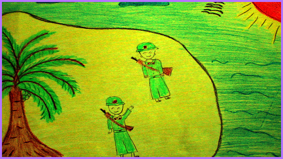 Tranh học Thượng Thanh dự thi “Viết thư gửi các chiến sĩ canh giữ biển đảo quê hương” ảnh 12