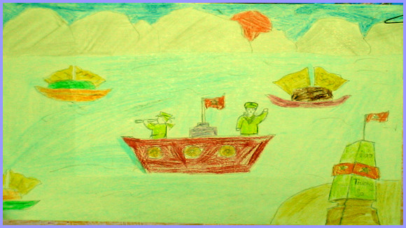 Tranh học Thượng Thanh dự thi “Viết thư gửi các chiến sĩ canh giữ biển đảo quê hương” ảnh 1