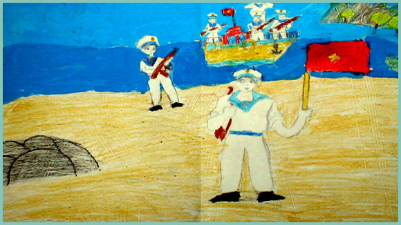 Tranh học Thượng Thanh dự thi “Viết thư gửi các chiến sĩ canh giữ biển đảo quê hương” ảnh 11