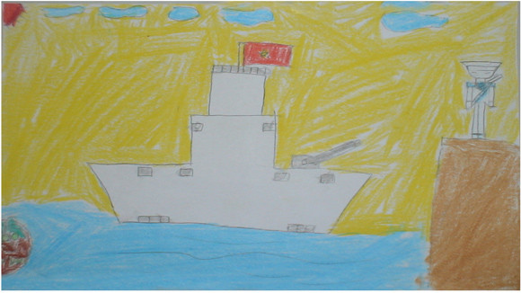 Tranh học sinh tiểu học Dương Xá dự thi “Viết thư gửi các chiến sĩ canh giữ biển đảo quê hương” ảnh 8