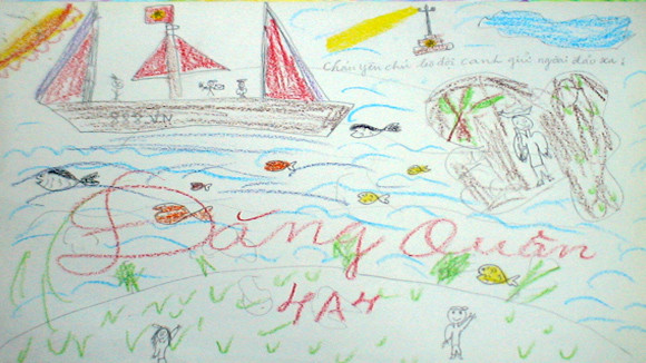 Tranh học sinh tiểu học Quốc tế Thăng Long “gửi các chiến sĩ canh giữ biển đảo quê hương” ảnh 9 Tranh học sinh tiểu học Quốc tế Thăng Long “gửi các chiến sĩ canh giữ biển đảo quê hương” ảnh 9