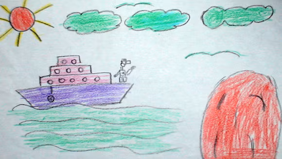 Tranh học sinh tiểu học Quốc tế Thăng Long “gửi các chiến sĩ canh giữ biển đảo quê hương” ảnh 6