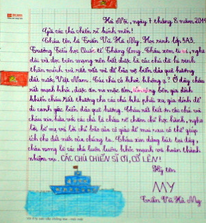 Tranh học sinh tiểu học Quốc tế Thăng Long “gửi các chiến sĩ canh giữ biển đảo quê hương” ảnh 11 Tranh học sinh tiểu học Quốc tế Thăng Long “gửi các chiến sĩ canh giữ biển đảo quê hương” ảnh 11