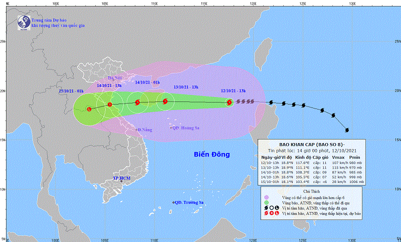 Bão số 8 được dự báo đổ bộ vào Thanh Hóa-Quảng Bình trong vài ngày tới