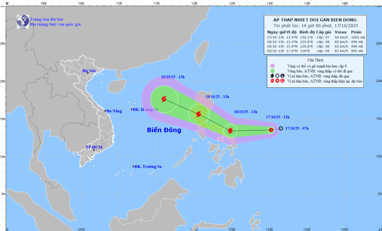 Áp thấp nhiệt đới đang hoạt động ở gần Biển Đông
