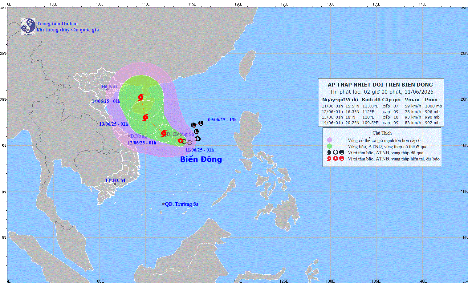 Trong ngày hôm nay, áp thấp nhiệt đới trên Biển Đông được dự báo mạnh lên thành bão