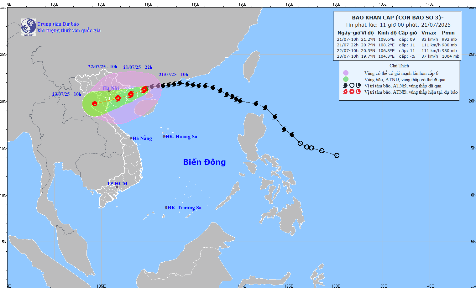Bão số 3 còn cách Quảng Ninh khoảng 190km, cường độ mạnh cấp 9, giật cấp 11 Bão số 3 còn cách Quảng Ninh khoảng 190km, cường độ mạnh cấp 9, giật cấp 11