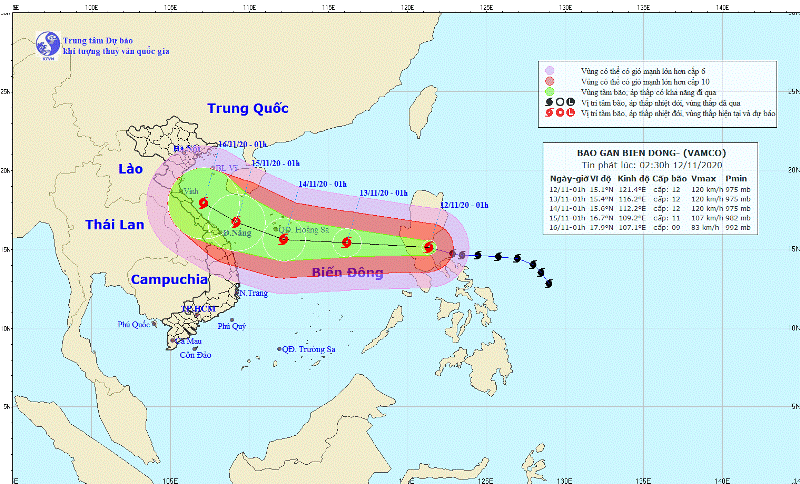 Bão Vamco trong ngày hôm nay sẽ đi vào Biển Đông