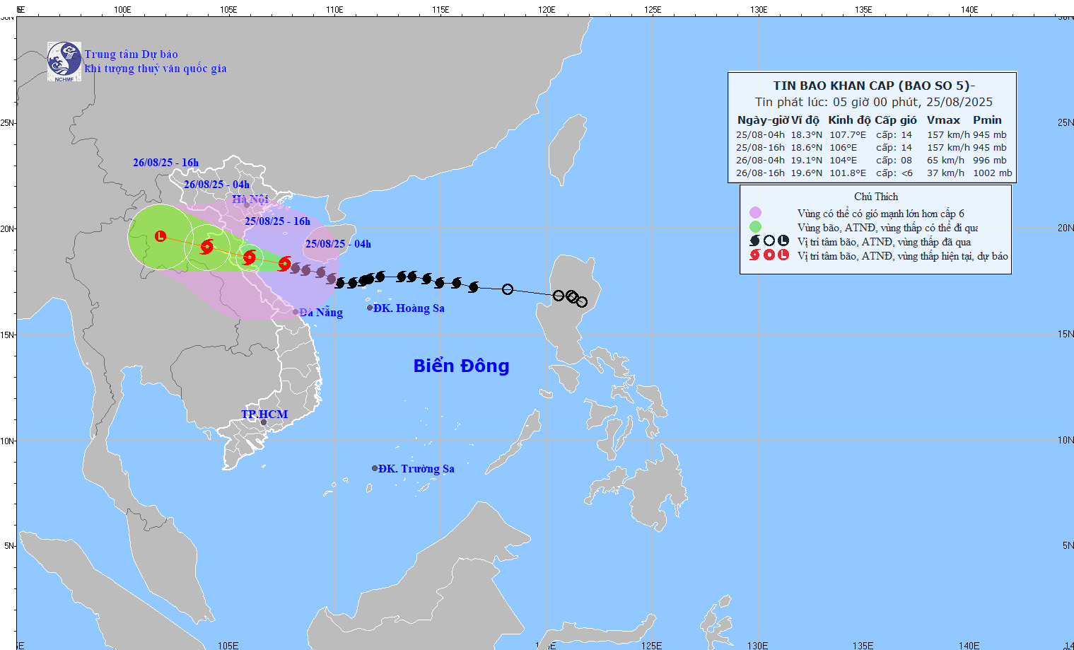 Bão số 5 mạnh cấp 14, giật cấp 17 đang áp sát các tỉnh Hà Tĩnh- Quảng Trị Bão số 5 mạnh cấp 14, giật cấp 17 đang áp sát các tỉnh Hà Tĩnh- Quảng Trị