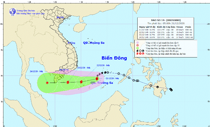 Bão số 14 được dự báo tiếp tục mạnh lên trên Biển Đông Bão số 14 được dự báo tiếp tục mạnh lên trên Biển Đông